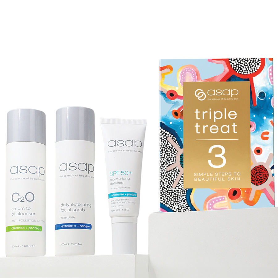 ASAP LIMITED EDITION TRIPLE TREAT C2O 200ml, scrub 200ml, SPF50+ 75ml